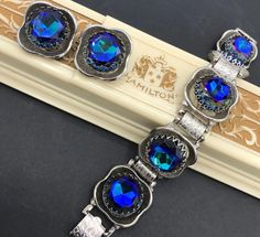 Stunning Blue Heliotrope Rhinestone Bracelet Earring Set - Etsy 1920s Jewelry, Rhinestone Jewelry Set, Desert Hot Springs, Vintage Rhinestone Jewelry, Costume Jewelry Sets, Vintage Jewelry Sets, Huge Sale, Bracelet Vintage, Vintage Jewels