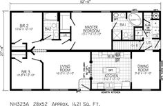 the floor plan for a mobile home with two bedroom and an attached living room area