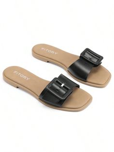 Highly recognizable exterior: oversized and adjustable buckle show off your confidence and can be paired with any outfit you like.Personality and elegance: perfect for the beach, parties, vacations or casual daily wear.Comfortable and not tired feet:Lightweight, soft insoles for long-time wear,fashion square toe design allows more space for the toes to move.Ture to size,easy on and off,durable and non-slip.You're taking no risk with your purchase.  if you're not thrilled with your purchase for a Chic Summer Footbed Sandals With Buckle Closure, Trendy Beach Sandals With Buckle Closure, Trendy Sandals With Buckle Closure For Beach Season, Adjustable Sandals With Buckle Closure For Beach, Flat Slides With Buckle Closure For Summer, Chic Footbed Sandals With Adjustable Strap For Vacation, Flat Heel Footbed Sandals With Buckle Closure For Vacation, Trendy Flat Footbed Sandals With Adjustable Strap, Chic Vacation Footbed Sandals With Adjustable Strap