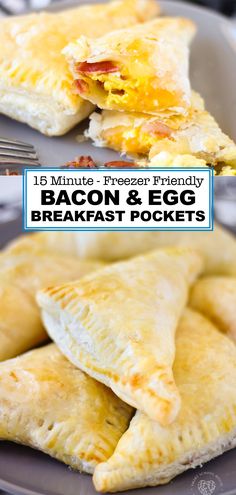 bacon and egg breakfast pockets on a plate