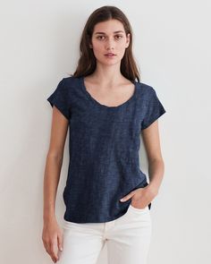 Velvet by Graham & Spencer Kira Scoop Neck Tee in Bluechip - Bliss Boutiques Effortless Spring T-shirt For Casual Gatherings, Effortless Summer T-shirt For Casual Gatherings, Versatile Spring T-shirt For Casual Gatherings, Versatile Relaxed Fit T-shirt For Summer, Effortless Relaxed Fit T-shirt For Spring, Versatile Relaxed Fit T-shirt For Spring, Relaxed Fit Scoop Neck T-shirt For Summer, Summer Relaxed Fit Scoop Neck T-shirt, Summer Everyday Washed Blue T-shirt