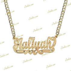 Personalized full diamond cut script name plate necklace all gold or silver have your classic old school style name plate made for you or someone special free chain and gift box free ship within us made and ship from us any name up to 9 letters Custom Gold Jewelry, Nameplate Necklace Gold, Belly Piercings, Plate Designs, Wedding Necklaces, Indie Jewelry, Sparkly Jewelry, Nameplate Necklace, Gold Name Necklace