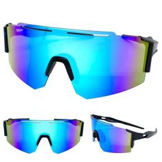 Racer Glasses, Track Runners, Running Sunglasses, Rimless Frames, Blue Lens, Holiday List, Frame Blue, Blue Mirrors, Blue Lenses