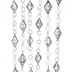 a white beaded chain with clear beads hanging from it