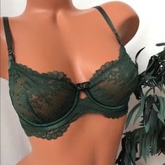 New With Tag Victoria’s Secret Designer Collection Gorgeous Unlined Demi Bra With Swarovski Crystals. Available In Size 32c. Bling Bra, Demi Bra, Bling Bling, Designer Collection, Emerald Green, Women's Intimates, Victoria’s Secret, Swarovski Crystals, Emerald