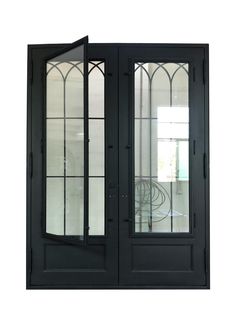 Beautiful iron front entry door! You need one to decorate your house. Affordable price and good quality! The custom handcrafted iron wrought door makes your dream home come true! Black Iron Door, Front Entry French Doors, Arched Exterior Doors, Iron Double Door, Entry Door Styles, Black Exterior Doors, Arched Front Door, Wrought Iron Entry Doors, Double Front Entry Doors