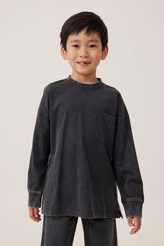 The Essential Long Sleeve Tee Pyjama Trend, Sleep Gifts, Romper With Skirt, Short Shirts, Boys Clothing, Cotton On, Cuff Sleeves, Long Sleeve Tee, Kids Boys