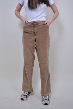 Vintage corduroy brown pants, plus size trousers, women heritage pants, Size W 40 Welcome to TARASCOMMON.ETSY.COM Unique clothing from the 20th century. Model tall 170cm. Size: S/Nl 50; F/B 52. W - 40; Width - 50cm / 19.68inch;  Length - 105cm / 41.33inch. All measurements are taken seam to seam while lying flat. This item is vintage, so it can have some defects. Additional photos can be send We are glad that you are interested in lots that we sell.  Wish you a good shopping! FOLLOW US : Instagr Worker Pants, Plus Size Trousers, Cord Pants, Pants Corduroy, Vintage Corduroy, Pants Plus Size, Beige Pants, Corduroy Trousers, Clothing Pants