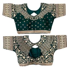 Beautifully Crafted Readymade Saree Blouse. Can Be Worn For Any Traditional Occasion Or Even As A Party Wear. Heavy Embroidery That Matches Any Occasion Available In Multiple Colors Black Green Red White Yellow Beige Pink Please Mention Color In The Order Bollywood Style Party Blouse With Resham Embroidery, Saree With Padded Blouse For Party In Traditional Drape, Saree With Padded Blouse For Party, Party Semi-stitched Cutdana Blouse Piece, Art Silk Padded Blouse Top For Party, Green Traditional Drape Blouse For Party, Party Green Tops With Resham Embroidery, Green Embroidered Party Blouse, Party Art Silk Top With Padded Blouse