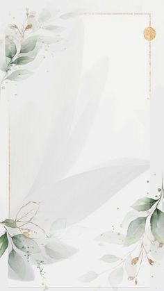 a white and gold frame with leaves on it