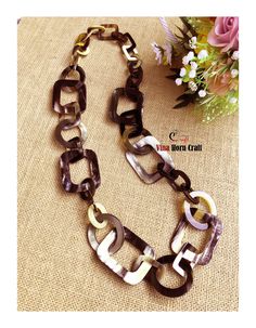 "Horn Necklace have natural colour, made without any chemicals, only polished. Lightweight.Actual colors may vary. 39.37\" (100cm) long. A bout me I was born from traditional villages producing handicrafts from the material: mother of pearl, horn, bone, sea snails .... With over 400 years of history, passion and desire to bring natural beauty to the world, I have worked relentlessly to create products with the best quality. Here you can find a part of nature. If you have a Product design with th Handmade Brown Long Necklace As A Gift, Unique Handmade Brown Long Necklace, Handmade Brown Long Necklace For Gift, Handmade Brown Rectangular Jewelry, Brown Chain Necklace For Gift, Bohemian Brown Rectangular Necklace, Handmade Brown Rectangular Necklaces, Sea Snails, Necklaces Chain