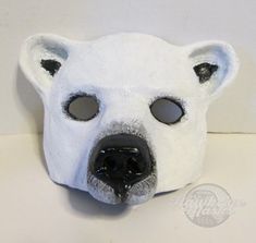 Polar Bear costume mask Bear mask wildlife zootopia Painted Masquerade Mask, Bear Mask Template, Polar Bear Mask, Polar Bear Costume, Animal Masks Diy, Zootopia Cosplay, Therian Masks, Clay Bear, Bear Mask