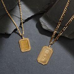 Crafted from quality 14 karat yellow gold  this dog tag mens necklace is perfect for everyday attire. This refined design measures 1 ¼ inches long  hangs from a 24-inch box chain and is perfect for a custom engraving. For assistance on engraving  Live Chat online  call an online customer service representative at 1-866-467-4263  or visit one of our store locations. Gold Dog Tag Necklace For Father's Day, Luxury Gold Dog Tag Necklace, Gold Dog Tag Jewelry For Father's Day, Father's Day Gold Dog Tag Jewelry, Classic Tarnish-resistant Dog Tag Jewelry, Gold Dog Tag Necklace For Anniversary, Gold Engraved Dog Tag Jewelry, 14k Gold Dog Tag Necklace, Engraved Gold Dog Tag Jewelry