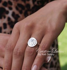 "Dainty monogram ring. Hand engraved round disc ring with your initials etched into the metal. Ring will be made in 10K Gold, 14K gold or 18K Gold. Order any initials and they will be hand engraved by our talented jewelers. Design by Keti Sorely. Metal options: - 10K Gold (Yellow, Rose or White) - 14K Gold (Yellow, Rose or White) - 18K Gold (Yellow, Rose or White) Ring disc measures approximately 3/4\" in diameter. Band width - 2mm Ring sizes available: 5 to 11 US -------------NOTE---------- Tra Sterling Silver Initial Ring For Wedding, Sterling Silver Monogram Rings, Initials Engraved White Gold Ring, Silver Initial Ring Stamped 14k For Wedding, Silver Initial Wedding Ring Stamped 14k, Wedding Silver Initial Ring Stamped 14k, Stamped Sterling Silver Signet Ring, Personalized Rose Gold Sterling Silver Signet Ring, Sterling Silver Monogram Signet Ring