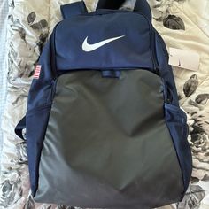 Brand New Navy Blue Usa Backpack Unused With Original Tags Nike Backpack With Zipper Closure, Nike Standard Backpack With Zipper Closure, Nike Standard Backpack, Nike Backpack For Travel And Back To School, Nike Everyday Backpack For Back To School, Nike Backpack For Back To School, Nike Travel Backpack With Zipper Closure, Nike Backpack For Everyday And Back To School, Nike Functional Backpack For Everyday Use