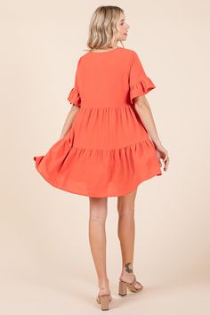 Features: Short Flutter Sleeve, Layered Dress, Tiered, ruffled, excellent stretchy material, mini dress, V neckModel is 5'9"(W:24", H:34", B:32A) wearing Small. Small 4-6 Medium 8-10 Large 12-14 X-Large 16-18 100% Polyester Summer Tiered Dress With Ruffled Skirt, Mini Length, Flowy Tiered V-neck Dress With Ruffle Hem, Summer V-neck Tiered Dress With Ruffle Hem, V-neck Tiered Sundress With Ruffle Hem, Cotton Tiered V-neck Dress With Ruffle Hem, Layered Dress, Layer Dress, Tiered Dress, Stretchy Material