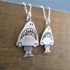 Mother Daughter Shark Girl Necklace Set - Set of Two Sterling Silver Shark Necklaces Cute Sterling Silver Pendant Charm Necklace, Cute Silver Sterling Silver Charm Necklaces, Cute Sterling Silver Pendant Charm Necklaces, Playful Charms Jewelry For Birthday, Playful Silver Jewelry For Friendship, Fun Silver Jewelry For Friendship, Fun Nickel-free Jewelry For Friendship, Cute Nickel-free Charm Necklace For Friendship, Handmade Cute Charm Necklaces For Mother's Day