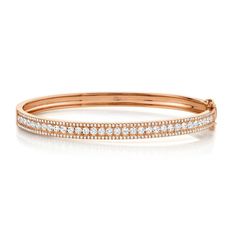 1.70CT 14K GOLD DIAMOND BANGLE Metal Type: 14K GoldMetal Weight: 14.20 GramsSide Stone Shape: Round DiamondsSide Stone Weight: 1.70 Ct. DiamondsDimensions: 0.20" Width / 0.00" Height / 0.00" LengthOther Information: 0.20"W Size Small Luxury Round Wedding Bangle, Rose Gold Diamond Bracelet With Pave Setting For Wedding, Rose Gold Pave Diamond Bracelet For Wedding, Rose Gold Diamond Bangle With Pave Setting, Diamond Bangle In Rose Gold With Pave Setting, Rose Gold Bracelet With Diamond Accents For Wedding, Rose Gold Brilliant Cut Bangle For Weddings, Rose Gold Wedding Bracelet With Diamond Accents, Wedding Rose Gold Bangle With Brilliant Cut