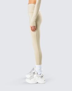 Get active in all the best ways in these khaki leggings 😏 Made from compression stretch jersey fabric and complete with a high rise and skinny leg fit - these leggings are a perfect go-to for an everyday look 🤍 High Rise Tight Athleisure Leggings, Tight High Rise Athleisure Leggings, Beige Fitted Yoga Activewear, Beige Fitted Activewear For Yoga, Beige Fitted Activewear For Pilates, Sporty Compression High-waisted Leggings, Sporty Compression High-cut Leggings, Fitted Beige Activewear For Pilates, Beige High-stretch Yoga Pants For Workout