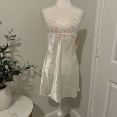 Nwt Vintage Slip/Chemise By Val Mode From Marshall Fields Department Store. This Is An Off White Nightdown With A Sheer Lace Top And Floral Embroidery. Size Small. Approximate Measurements In Photos. Vintage Slip Nightgown, White V-neck Slip Dress For Bedtime, White Sleepwear For Spring, White V-neck Chemise For Sleep, White Spring Nightgown For Sleep, Elegant White Nightgown For Sleepover, White V-neck Chemise For Loungewear, Spring Night Sheer Slip Dress, White Feminine Slip Dress For Sleep