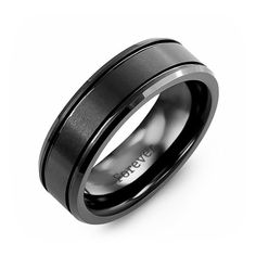 A timeless style with a modern twist, this sleek black ceramic wedding ring features a brushed central band and polished beveled edges. Durable enough for everyday wear, ceramic rings are hypoallergenic, heat-and-scratch-resistant, and affordable. Engrave the inside band of this ring for that added personalized touch. Due to the nature of ceramic, we cannot offer any resizing on this ring. Ceramic Wedding, Black And White Wedding Theme, Ceramic Ring, Mens Engagement, Ceramic Rings, Metal Engraving, The Perfect Wedding, Men's Ring, Black Ceramic