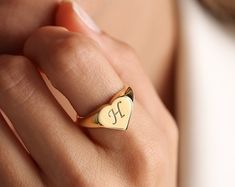 14K Heart Signet Ring, Heart Pinky Ring for Her, Personalized Love Ring, Promise Ring, Dainty Gold Pinky Ring, Gift for Wife, Gift for Mom - Etsy Oval Heart Ring For Valentine's Day Promise, Oval Heart Promise Ring For Valentine's Day, Valentine's Day Heirloom Ring Jewelry, Heirloom Style Valentine's Day Jewelry Ring, Valentine's Day Heirloom Ring, Heart Shaped Signet Ring For Valentine's Day, Heart-shaped Signet Ring For Valentine's Day, Valentine's Day Heart Shaped Signet Ring In Fine Jewelry, Valentine's Day Heart Shaped Fine Jewelry Signet Ring