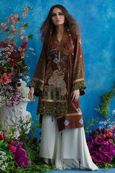 Shamaeel Ansari F-11b Luxury Pret 2021 Anarkali Style Long Sleeve Palazzo Set With Dabka, Silk Kurta With Digital Print For Diwali, V-neck Palazzo Set With Printed Motifs For Eid, Spring Silk Palazzo Set With Long Sleeves, Bohemian Long Sleeve Palazzo Set For Festivals, Bohemian Long-sleeve Palazzo Set For Festivals, Spring Kurta With Dupatta In Traditional Drape, Silk Palazzo Set With Digital Print For Designer Wear, Eid Anarkali Long Sleeve Palazzo Set