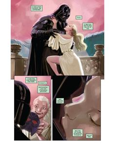 darth vader and princess leisa kissing in star wars comics