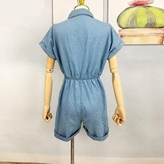 This denim dress is definitely ideal to pair with leggings or directly with sneakers, sandals, high heels, or boots for a stylish looking. Single Breasted Denim Playsuit With Blue Casual Elastic Waist Short And Jumpsuit Comes With Loose Jean Romper. Specifications: Pattern Type: Solid Material: Polyester Season: Summer Occasion: Daily, Swimming pool, Beach, and Sea Fit: Fits true to size, take your normal size Package Includes: 1 X Denim Dress Notes: Please compare the detail sizes with yours be Short Sleeve Denim Jumpsuit, Jean Romper, Denim Playsuit, Sandals High Heels, Jumpsuit Summer, Denim Romper, Pool Beach, Loose Jeans, Elastic Waist Shorts