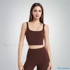 Orcajump - Exterior Sportswear with Shoulder Straps, Bust Enhancing, Abdominal Compression, Stylish Yoga and Fitness Clothing with Undergarments Brown Sleeveless Sports Top, Brown Fitted Sleeveless Activewear, Stretch Brown Sports Tops, Brown Stretch Sports Tops, Fitted Brown Workout Tops, Fitted Brown Top For Yoga, Brown Sleeveless Activewear For Sports, Brown Sleeveless Athleisure Activewear, Brown Sleeveless Activewear For Workout