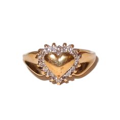 Vintage 14kt Yellow Gold Diamond Heart Ring See photo for size. Gold, Marked: 14kt (N) Hallmarked Heart-shaped Diamond Ring, Diamond Heart Ring Hallmarked, Gold Diamond Ring Stamped 14k For Valentine's Day, 14k Heart Cut Diamond Ring For Valentine's Day, Valentine's Day Diamond Heart Ring, Hallmarked, Valentine's Day Diamond Heart Ring Hallmarked, Valentine's Day Hallmarked Diamond Heart Ring, Heirloom Diamond Heart Ring, Classic Heart Ring Stamped 14k