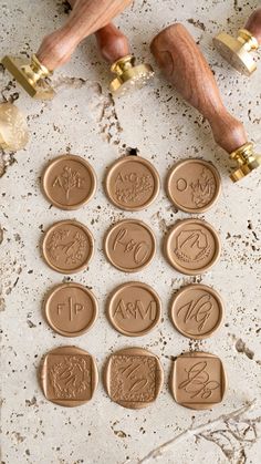 some waxed stamps are sitting on a table