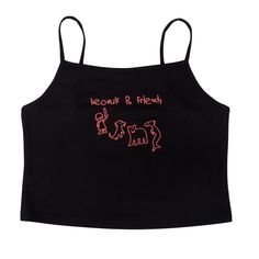 Keep our friends close, but our enemies closer. Black adjustable strappy crop top95% cotton 5% spandexSoft and stretchyCustom embroidered in the U.S.A., please allow for 3 additional days for production. Standard mannequin wears size S for all styles.This top is stretchy! For half sizes, we recommend that you downsize.Size S typically fits bust 30/32, waist 24/25. Fitted Graphic Print Tank Crop Top, Cotton Tank Top For Streetwear, Fitted Tank Crop Top For Streetwear, Fitted Cropped Tank Top For Streetwear, Y2k Cotton Crop Top, Black Cotton Tank Crop Top, Stretch Crop Top Tank For Streetwear, Cotton Stretch Crop Top Tank Top, Stretch Cotton Tank Crop Top