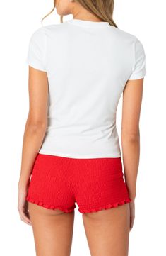 A cherry graphic brings sweet charm to this cropped T-shirt crafted from breathable cotton with plenty of stretch. Crewneck Short sleeves 95% cotton, 5% spandex Machine wash, dry flat Imported Summer Cotton Cropped V-neck T-shirt, Cotton V-neck Cropped T-shirt For Summer, Cropped Cotton V-neck T-shirt For Summer, Trendy Cotton Cropped T-shirt V-neck, Trendy Cotton V-neck Cropped T-shirt, Cherry Graphic, Tshirt Crafts, Cropped T Shirt, Nordstrom Store