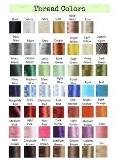 thread colors chart for different types of thread