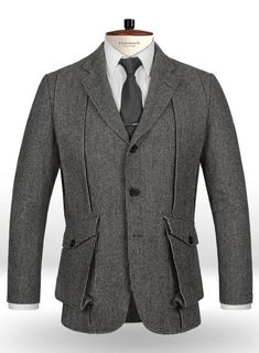 Add tactile yet contemporary style to your tailoring collection with Scottish style tweed jacket. Pair this design with a white collar shirt, grey trousers and black leather shoes for smart/casual cool. 
 
 Look Includes  Vintage Gray Macro Weave Tweed Fabric  Three Button Jacket Style  Notch Lapel  No Vent  Three Cuff Buttons   
 You can change the look during customization if required. 
 
 Lining: 100% Viscose; Dry Clean. Style Tweed Jacket, Husband Outfits, Waistcoat Style, White Collar Shirt, Scottish Style, Tweed Pants, Scottish Fashion, White Collared Shirt, Custom Suits