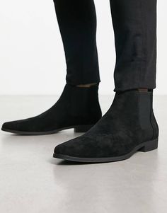 ASOS DESIGN chelsea boots in black faux suede | ASOS Black Suede Chelsea Boots Ankle-high, Black Suede Ankle-high Chelsea Boots, Fitted High Ankle Black Chelsea Boots, Attic Ladder, Suede Fashion, Faux Suede, Chelsea Boots, Chelsea, Latest Trends