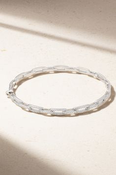 David Yurman's 'Stax' bracelet is timeless and understated, making it perfect for both everyday wear and passing down as an heirloom. Cast from 18-karat white gold, it has a linked silhouette featuring the brand's signature 'Cable' finish and 0.42-carats of shimmering pavé diamonds. Classic White Gold Stackable Chain Bracelet, Timeless Stackable Diamond Bracelet For Formal Occasions, Timeless Stackable Diamond Bracelet, Elegant Stackable White Gold Chain Bracelet, White Gold Diamond Accents Chain Bangle, White Gold Bangle Chain Bracelet With Diamond Accents, Elegant Formal Stackable Chain Bracelet, Elegant Stackable Chain Bracelet For Formal Occasions, Timeless Stackable Diamond Bracelet For Everyday Luxury