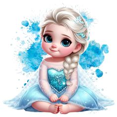 a cartoon frozen princess sitting on the ground