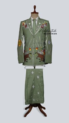 "Step into sophistication with our custom-made men's green cotton 2-piece country western suit, adorned with embroidered rhinestone encrustations. Perfect for weddings, cocktail parties, and proms, stand out with impeccable craftsmanship and a flattering silhouette that ensures you shine on any special occasion.

Features:
- Regular fit
- Single Breasted
- Peak Lapel
- Premium Embroidered 
- Rhinestone Encrusted
- Long sleeves 
- Functional Cuff
- Fabricated Buttons
- Comfortable And Breathable" Luxury Unstitched Wedding Suit For Festive Season, Luxury Unstitched Men's Suit For Eid, Luxury Men's Unstitched Suit For Eid, Luxury Unstitched Men's Suit With Intricate Embroidery, Western Suit, King Card, Western Suits, Embroidered Suit, Peak Lapel