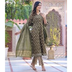 Green colored suit is prettified with floral printed work as shown which makes it appear classy. This top is made of pure cotton fabric which is accompanied with pure cotton bottom and chanderi dupatta. Women can buy this suit to wear for their parties, festive, functions and events. Note:- The actual product may differ slightly in color and design from the one illustrated in the images when compared with computer or mobile screen. Size Chart Size: Semi Stitched/Unstitched can be altered from ma Chanderi Green Kurta With Floral Print, Designer Cotton Kurta With Floral Print, Unstitched Green Floral Print Anarkali Set, Green Chanderi Anarkali Set With Printed Motifs, Unstitched Green Anarkali Set With Floral Print, Festive Floral Print Anarkali Set In Mulmul, Festive Floral Print Lawn Suit In Mulmul, Festive Mulmul Anarkali Set With Floral Print, Festive Floral Anarkali Set In Mulmul