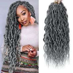 PRICES MAY VARY. Material: Curly faux goddess locs crochet hair with wavy ends, 100% synthetic fiber,locs crochet braids synthetic braiding hair for black women. Style: Goddess faux locs crochet hair braids.this faux Locs is a thicker texture style with wavy comb-through ends that are silky to touch, and lightweight to wear. Advantage:1.Hand-crafted for a beautiful look ,2. Pre-Looped crochet hair, Easy to install 3. easy to maintain, lightweight , that is effortlessly graceful, yet stand-out. S Faux Crochet Locs, Black Braided Updo, Grey Hair Braids, Pre Looped Crochet Hair, Goddess Locs Crochet, Goddess Faux Locs, Short Afro Hairstyles, Faux Locs Crochet, Crochet Faux Locs