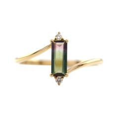 Genuine Watermelon Tourmaline Ring/ 14K Solid Gold Ring/ Genuine Vertical Baguette Bio Color Tourmaline and Diamond Bypass Ring For Women NOTE: These Bío Tourmaline gemstones, sourced from natural mines, exhibit inherent variations in both color and shape. As each gemstone is unique, so we will provide you with a stone selection to choose from. * SKU: SGR02757-48774 * Made to Order. * Gold Purity: 14K Solid Gold (stamped) * Custom Gold Color: Yellow, Rose, White Gold * Custom Gold Purity: 10K/14K/18K (Charges Apply) * Diamond 100% Genuine Diamond * Diamond Weight: 0.03 ct. * Diamond Color: G-H * Diamond Clarity: SI * Diamond Cut: Brilliant Cut (Excellent) * AAA Grade Genuine Watermelon Tourmaline * Gemstone Cut: - Baguette Cut * Watermelon Tourmaline Weight: 0.43 ct. >> Product Measurement Watermelon Tourmaline Ring, Tourmaline Engagement Ring, Bypass Ring, Solid Gold Ring, Tourmaline Ring, Watermelon Tourmaline, Tourmaline Gemstone, Ring For Women, Yellow Rose