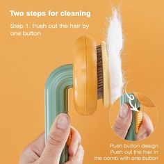 a person is using a brush to clean their hair