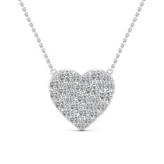 1.88 d.e.w cts Bella Moi® Moissanite Necklace Pave Heart Necklace, Platinum Rose Gold, Moissanite Necklace, Moissanite Jewelry, Rose Yellow, Round Moissanite, Necklace Sizes, Heart Earrings, Gemstone Colors