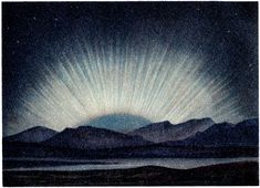 an image of the sun shining over mountains in the night sky with light rays coming from behind it