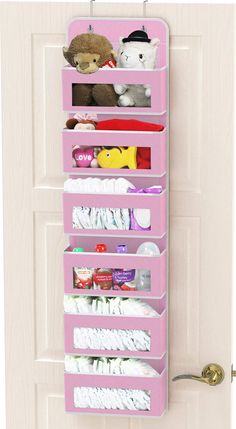 a pink over the door toy organizer