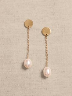 Pearl & Chain Earrings | Aureus + Argent | Banana Republic Everyday Pearl Drop Jewelry, Yellow Gold Jewelry With Pearl Charm, Everyday Drop Pearl Jewelry, Brass Jewelry With Pearl Charm For Weddings, Brass Dangle Jewelry With Pearl Charm, Classic Dangle Jewelry With Pearl Chain, Gold-tone Pearl Jewelry With Pearl Drop, Gold-tone Pearl Drop Jewelry, Gold Brass Jewelry With Pearl Charm