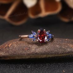 Vintage Garnet Engagement Ring Art Deco Wings Shaped Sapphire | Etsy Garnet And Topaz Ring, Sapphire Ruby Ring, Ruby Sapphire Engagement Ring, Garnet Gold Engagement Ring, Sapphire And Garnet Ring, Garnet And Alexandrite Ring, Gemstone Wedding Rings Unique, Red And Blue Engagement Ring, Ruby And Sapphire Rings