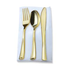 • Quantity: 70 napkins, 70 forks, 70 knives, and 70 spoons (70 Guests) • Fork approx. length: 7.25" • Knife approx. length: 8" • Spoon approx. length: 6.25" • Color: Gold • Material: Plastic • Disposable: One-time, single-party use • Recycling code: #6 PS Polystyrene • BPA-free: Yes Party Cutlery, Gold Cutlery, Spoon Knife, Plastic Cutlery, White Napkins, Elegance Style, Disposable Tableware, Flatware Set, Cutlery Set